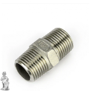 Buis nippel RVS met externe 1/2 inch BSP-draad