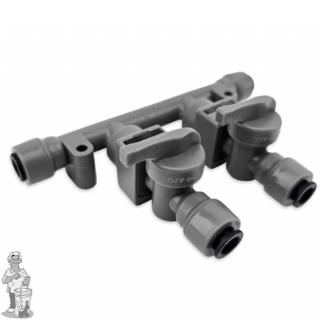 Duotight 2-weg 8mm verdeelstuk met terugslagkleppen en afsluitkleppen
