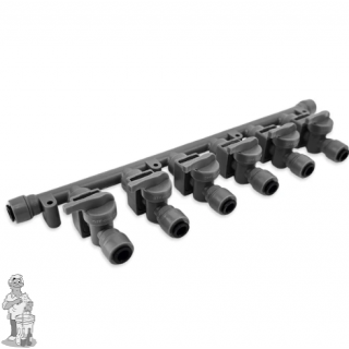 Duotight 6-weg 8mm verdeelstuk met terugslagkleppen en afsluitkleppen