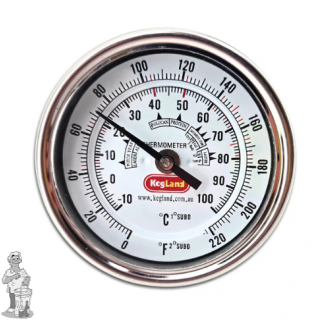 Thermometer met 3 inch wijzerplaat en 132 mm steel