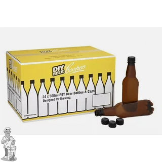 Beer fles PET met dop 500 ml met dop per 24 stuks