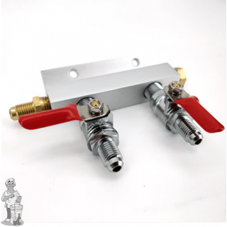 Co2 Gasleidingverdeler met 2 uitgangen (MFL-schroefdraad)