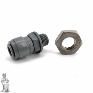 Duotight snelkoppeling 8mm (5/16") naar 1/4" BSP buitendraad, met moer en pakking