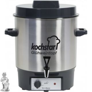 Kochstar roestvrijstalen pan 27 liter met 1800 Watt verwarmingselement, thermostaat en 1/2'' kraan 