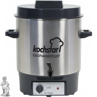 Kochstar roestvrijstalen pan 27 liter met 1800 Watt verwarmingselement, thermostaat en 1/4'' kraan