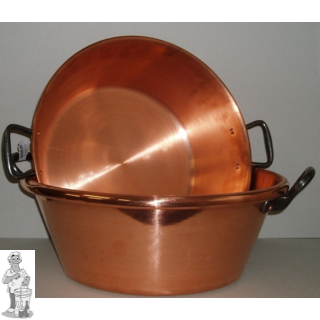 Confituurkookpot jamkook pan  1 mm  wanddikte 38cm 9L koper (enkel op gasvuur)