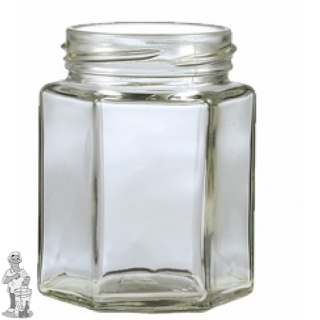 Jampot zeskant 280 ml incl twist off 58 mm (per 30 op  tray)