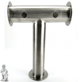 Kegland Dubbel T-stuk (T-Bar)-100% 304-kwaliteit roestvrij staal voor kegerator