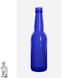 Bierfles Long Neck 33 cl blauw 26 mm kroonkurksluiting.

