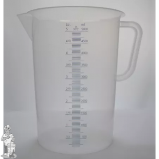 Maatbeker Transparant met maat verdeling 5 liter