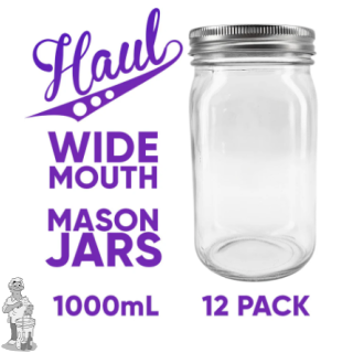 Mason Jars van 1 liter met deksels - 12 stuks (Haul)