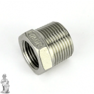 Roestvrijstalen verloopbus 1/2" x 3/4" BSP