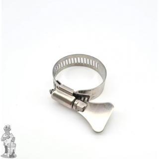 Slangklem in rvs met vleugelschroef 21-38 mm