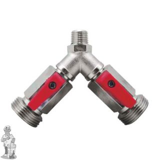  Y-stuk met 2 uitgangen en CO2 afsluitkranen