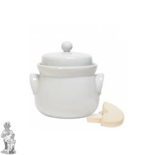 Zuurkoolpot 2 liter crème kleurig met inlegstenen