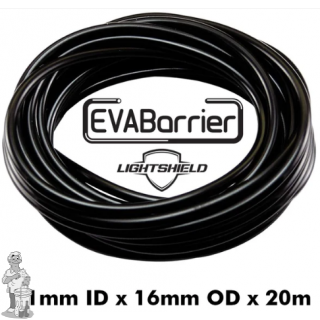 Dubbelwandig zwarte EVA Barrier lightshield 11mm ID x 16mm OD x 20m Rol 