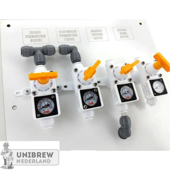 Kegland Montageplaat met 4 x Inline Regulator