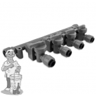 Duotight 4-weg 8mm verdeelstuk met terugslagkleppen en afsluitkleppen