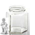 Jampot zeshoekig glas 390 ml inclusief off deksel 70 mm (Alleen in de winkels af te halen)