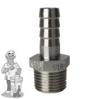 Slangtuit inox 1/2" M / 9 mm ribbel